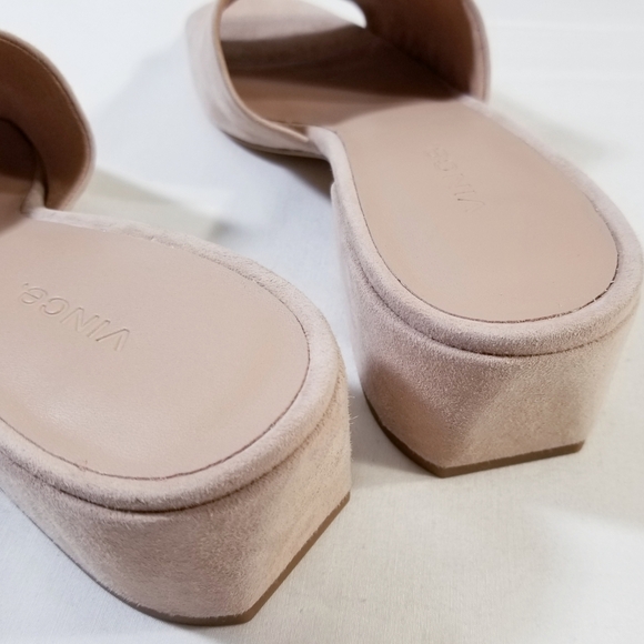 NIB Vince Rachelle 2 Suede Block Heel Mule Slide Sandals in Blush Pink - Picture 11 of 15